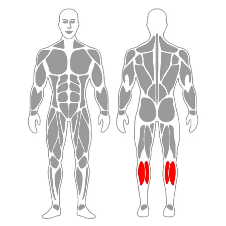 Estiramiento de gemelos de pie en escalón