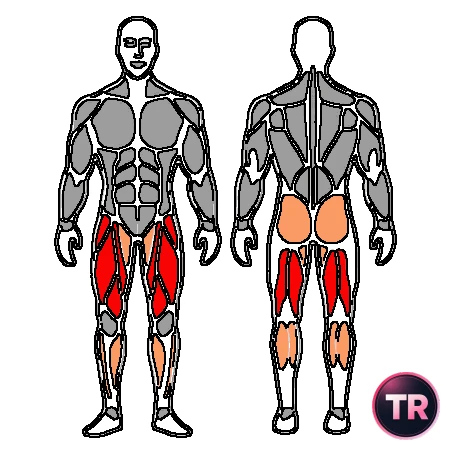 Half squat with legs crossed, arms forward