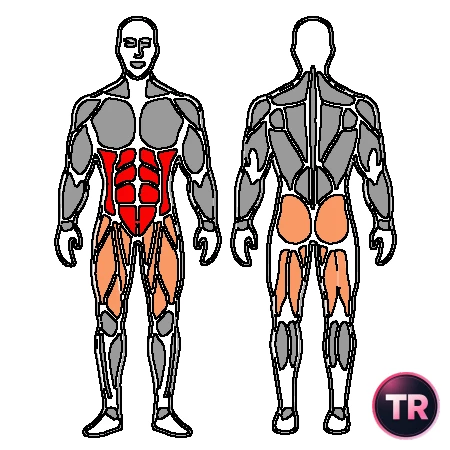 Encogimiento abdominales dos manos a pierna estirada