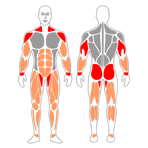 Press de hombros y apertura de piernas