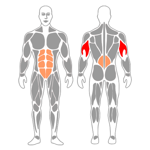 Extensión de triceps con mancuernas sobre pelota de pilates