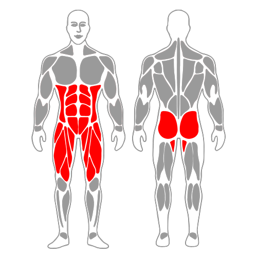 Flexión de caderas alternas hacia el codo contrario