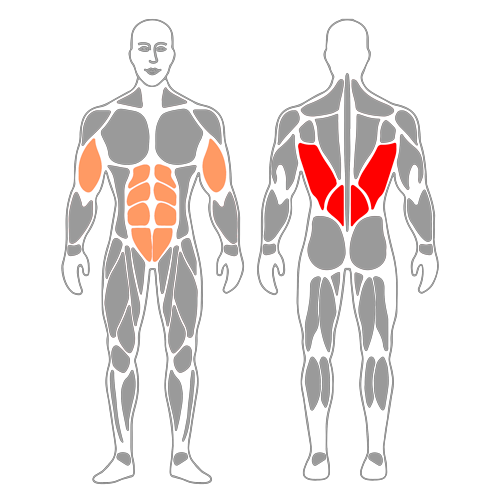 Jalón en polea alta agarre ancho prono