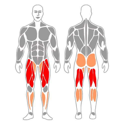 Media sentadilla con piernas cruzadas, brazos adelante