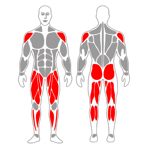 Media sentadilla elevando brazos