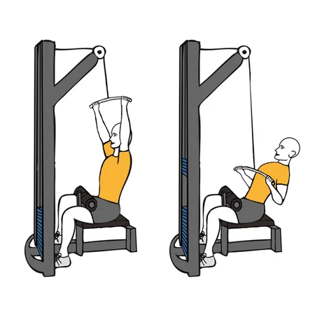 Jalón en polea alta agarre supino