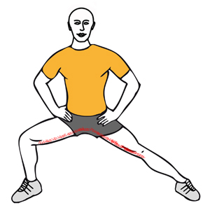 Estiramiento del aductor de una pierna de pie