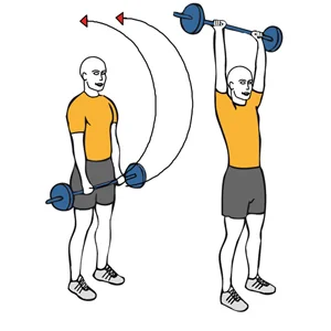 Elevación frontal de hombros con barra