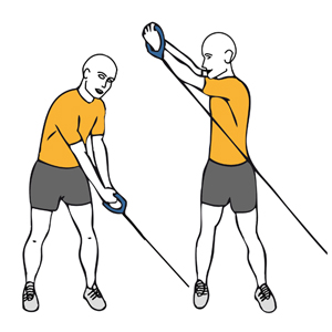 Tirón diagonal de abajo-arriba con cable-polea de pie