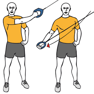 Tirón diagonal a una mano con cable-polea de pie