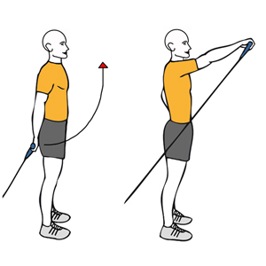Elevación frontal de un hombro con cable-polea de pie