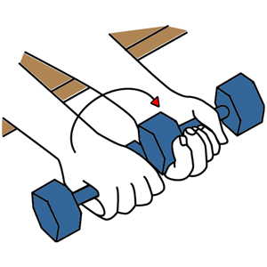 Supinación de mano con mancuerna