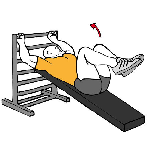 Abdominales con piernas flexionadas en banco inclinado