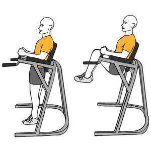 Flexión de caderas en maquina de paralelas