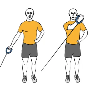 Elevación frontal de hombros con cable-polea de pie