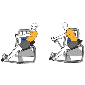 Encogimientos en maquina abdominales brazos estirados