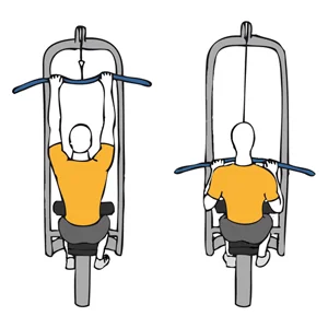 Jalón dorsal con polea alta y agarre cerrado