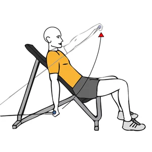 Elevación frontal de hombros con cable-polea sentado en banco inclinado