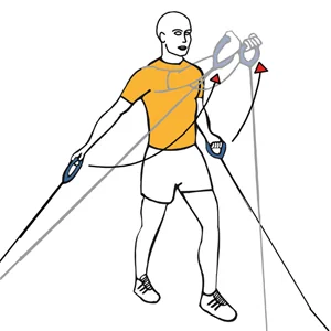 Elevación frontal de hombros con cable-polea