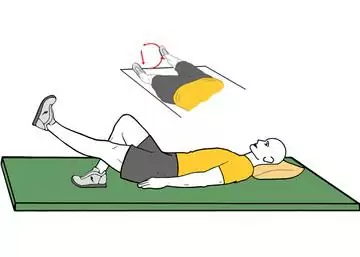 Rotación externa de cadera de pie con rodilla levantada