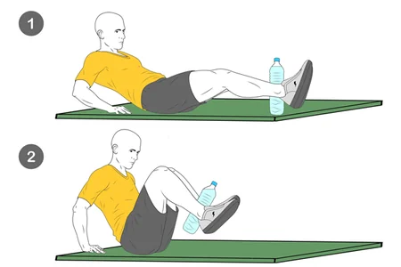 Contracción abdominal con botella de agua
