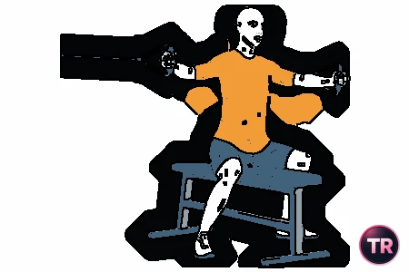 Pec deck chest with cables seated