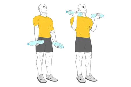 Curl de biceps con botellas