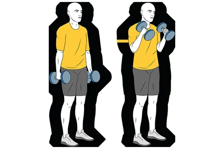Curl de biceps con mancuernas de pie agarre tipo martillo