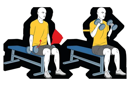 Curl de biceps con mancuernas sentado agarre tipo martillo