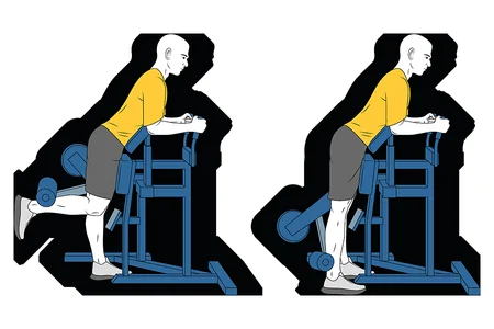 Curl femoral a una pierna con máquina de pie