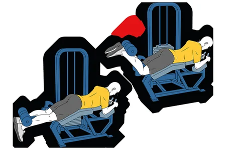 Curl femoral con maquina declinada