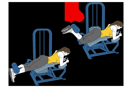 Curl femoral con maquina declinada