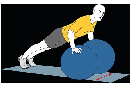 Desplazamiento horizontal sobre pelotas de pilates