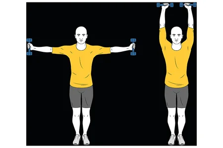 Elevacion de hombros sobre la cabeza agarre neutro