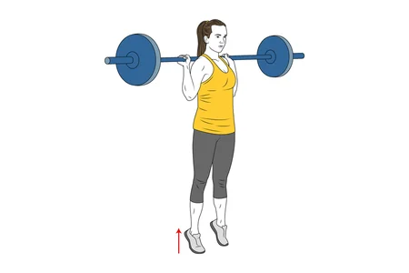 Elevación de talones de pie con barra