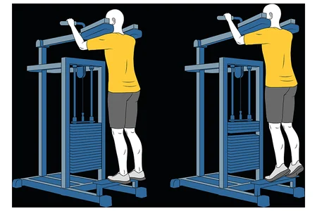 Elevación de talones de pie en maquina