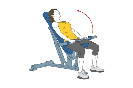 Elevación frontal con barra en banco inclinado