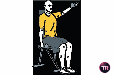 Dumbbell front raise alternating with dumbbells overhand grip