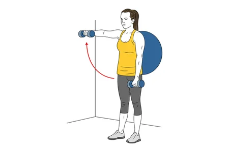 Elevación frontal de hombros con mancuernas alterno