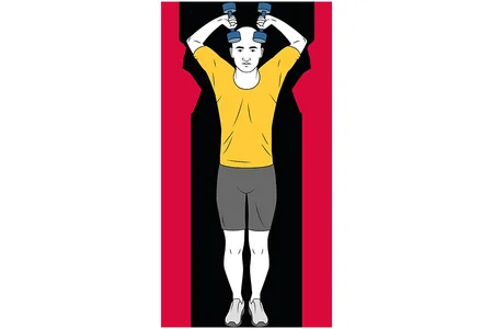 Elevación lateral con mancuernas al centro