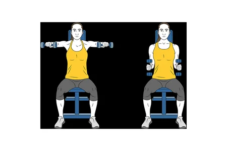 Elevación lateral con mancuernas codo 90º