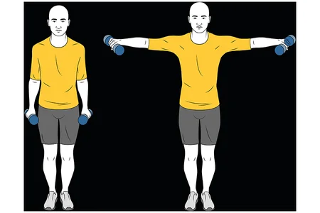 Elevacion lateral de hombros con mancuernas