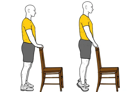 Elevación de talones de pie apoyado