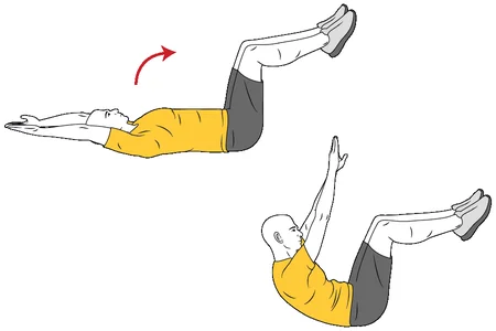 Encogimientos: brazos estirados van a las rodillas
