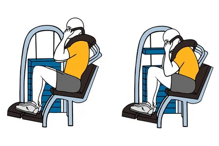 Encogimientos en maquina abdominales sentado
