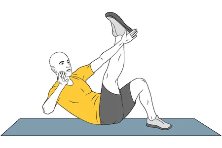 Encogimientos: Mano contraria va al lateral de la pierna levantada