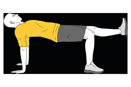 Equilibrio en cuadrupedia supina con pierna estirada