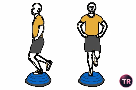 Equilibrio a una pierna sobre bosu
