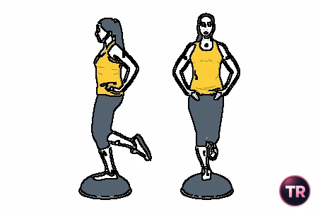Equilibrio a una pierna sobre bosu