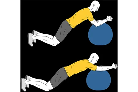 Roll out con fitball de rodillas